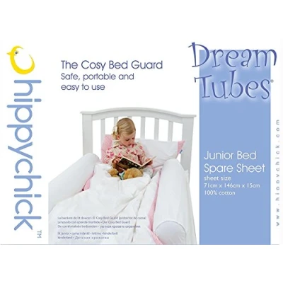 Image of Hippychick Fitted Spare Sheet For Dream Tubes Cot Bed, Includes 2 Pockets Inflatable Guards/Bumpers/Tubes, Does Not Include Tubes, Only, 100 Percent Cotton, White