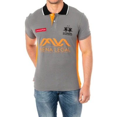 Image of La Martina Mens short sleeved polo shirt with lapel collar 2MPU36 Multicolour Cotton Size Small