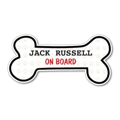 Image of Landing Designs Funny Dog Bone Sticker Jack Russell Vinyl Car Van Decal Pet Lover