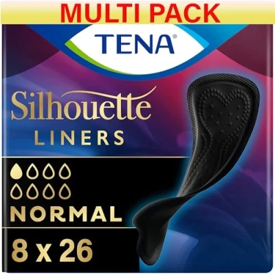 Image of Tena Silhouette Noir Liners Normal 8 Packs of 26