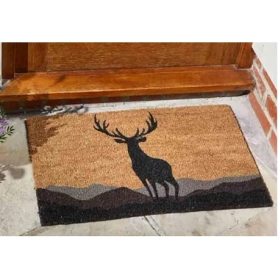 Image of Garden Mile Decoir Doormat Door Mats Natural Look Slip Resistant PVC Backing Safe Anti Indoor Outdoor Use (Monarch Stag)