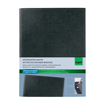 Image of SIGEL SM135 Menu Folder with screw post binding, for A5, plastic, Black, 1 Piece