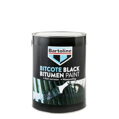 Image of 5 L Bartoline Bitcote Black Waterproofing Bitumen Paint 5L Litre 1 x 4&quot; Brush