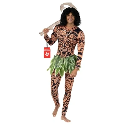 Image of Morph, Maui Costume Adult Men, Hawaiian Fancy Dress Mens, Leaf Costume, Men Halloween Character Costumes XX Large