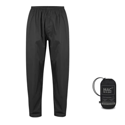 Image of Mac in a Sac Mini Origin II Packable Waterproof Overtrousers for Boys &amp; Girls Lightweight and Breathable Rain Trousers That Packs into its own Bag Black 5 7 Years