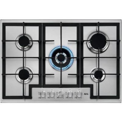 Image of AEG HGB75400SM 75 cm Gas Hob Stainless Steel, Steel