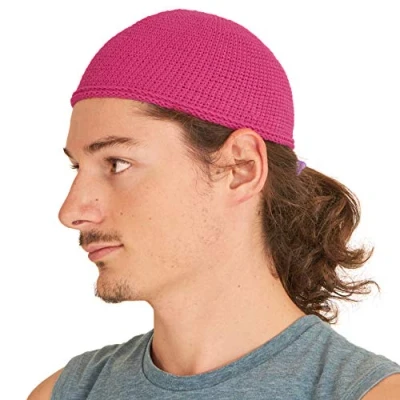 Image of CHARM Kufi Hat Mens Beanie Men Cotton Skull Cap Hand Made 2 Sizes Islam Pink M