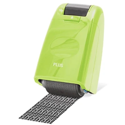 Image of PLUS Japan, Guard Your ID Camouflage Roller Stamp in Green, 1 Piece Pack (1x Stamp)