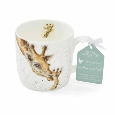 Image of Portmeirion Home &amp; Gifts MMMK5629 XS Mug First Kiss (Giraffe), Bone China, Multi Colour, 8.5 x 8.4 8 cm, 11 fluid ounces