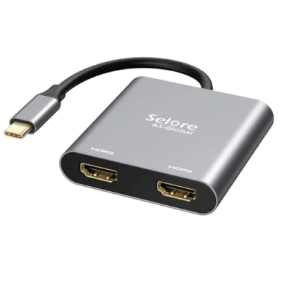 Image of USB C to Dual HDMI Adapter 4K @60hz,Type Converter for MacBook/MacBook Pro 2019/2018,MacBook Air,Chromebook Pixel,LenovoYoga 720/730,Dell XPS 13,Surface Book 2,Samsung Galaxy, etc