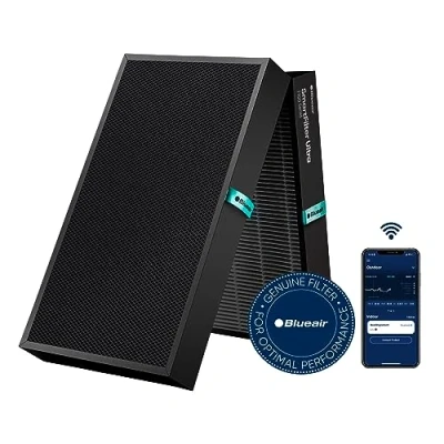 Image of Blueair Genuine HEPASilent Replacement 7400 Smart Filter for 7440i, 7470i Air Purifier Removes 99.97% of Pollen, Dust, Pet Dander, Mould, Bacteria &amp; Viruses Activated Carbon Reduces VOCs, Chemicals