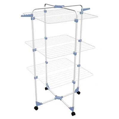 Image of Gimi Modular 3 Floor tower clothes dryer in Steel Blue/White, 30 m Drying Length