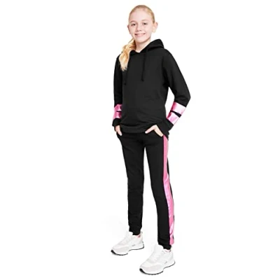 Image of CityComfort Girls Tracksuit, 2 Piece Hoodie and Jogging Bottoms Set Kids Activewear (Hot Pink, 11 12 Years)