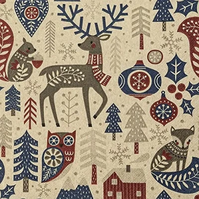 Image of 20 Napkins Eco Line Sustainable Made from 100% Recycled Paper Scandinavian Forest Christmas Winter Deer Owl Table Decoration 33 x cm