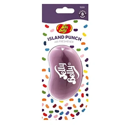 Image of Jelly Belly Car Air Freshener Island Punch 3D Hanging Freshener. Scent Lasts Up To 30 Days, Car, Home or Office. Genuine Fresheners for Women, Men and Kids