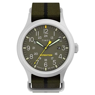 Image of Timex 40 mm Expedition Fabric Strap Watch Silver/Green/Green Stripe One Size