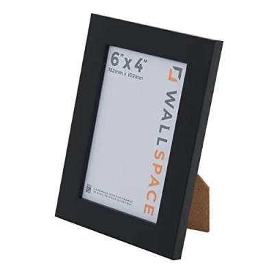 Image of Wall Space 6x4 Black Frame Photo 6 x 4 inches Matt Frames made from SOLID WOOD with REAL GLASS 15 10 cm