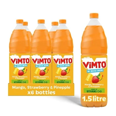 Image of Vimto Original Mango, Strawberry &amp; Pineapple Real Fruit Squash, 1.5L pack of 6