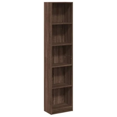 Image of vidaXL Bookcase Bookshelf Book Rack Storage Cabinet Brown Oak Engineered Wood, Freestanding, 176x40x24 cm, for Living Room, Bedroom, Office