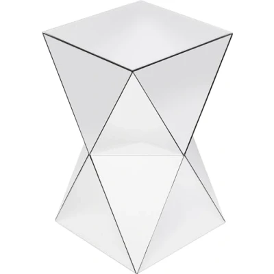 Image of Kare Design Side Table Luxury Triangle, Cover Glass Mirrored, Modern Glam, for Living Room, Bedroom, Hallway, 54x32x32 cm (H/W/D)