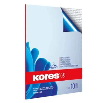 Image of Kores Carbon Paper, Blue, for Handwriting, 21 x 29.7cm, Folder of 10 Sheets, 79086