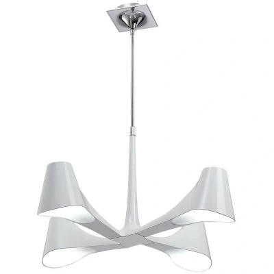 Image of Ora Telescopic Convertible To Semi Flush 4 Light E27, Gloss White/Polished Chrome