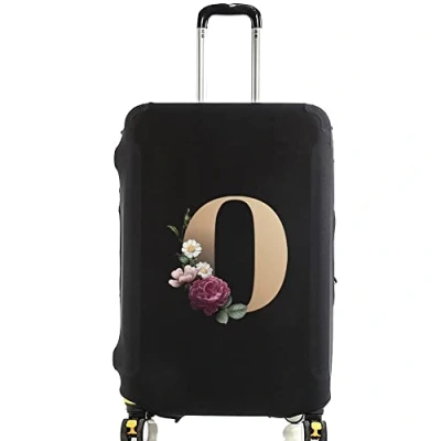 Image of initial letter Printed Design Travel Trolley Case Cover Protector Washable Suitcase Luggage Storage Covers for 18 28 inch (Gold O, S (18 21 Luggage))