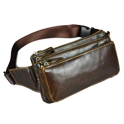 Image of Xieben Vintage Leather Fanny Pack Waist Bag for Men Women Outdoor Travel Hunting Hiking Camping Hip Bum Belt Cell Phone Purse Wallet Pouch Coffee