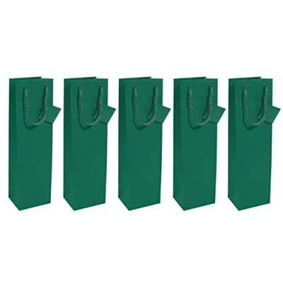 Image of SIGEL GT502 Gift bags, for bottles, 35 x 10 cm, matte, dark Green, 5 Pieces