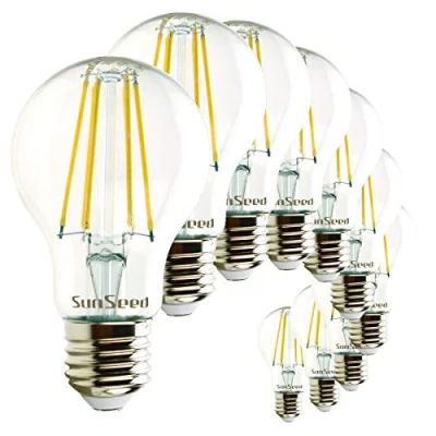 Image of SUNSEED 10 X E27 7W (Equivalent to 60W) Filament LED GLS Light Bulb A60 Neutral White 4000K