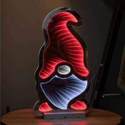 Image of Samuel ALEXANDER 40cm LED Infinity Christmas Gonk Light Decoration with Red Hat and Metal Stand