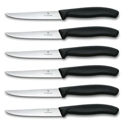 Image of Victorinox Steak knife Set Swiss Classic 6 pieces in black, Stainless Steel, 22 x 2 1.2 cm