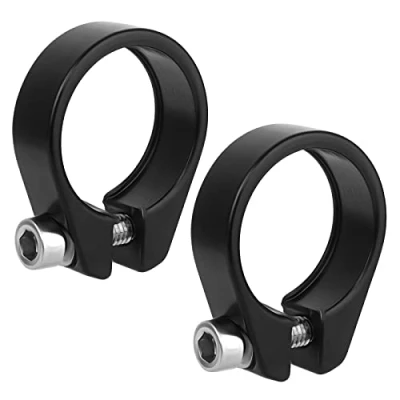 Image of 2 Pieces Bicycle Seat Post Clamp, Aluminium Alloy Collar 27.2 mm Quick Release Clamp Black Tube for MTB Road Bike Folded