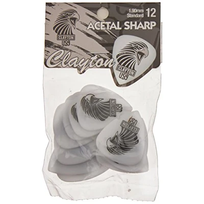 Image of Clayton CSAS19012 Standard Sharp Acetal/Polymer Guitar Picks, 1.90 mm, Set of 12 Pieces
