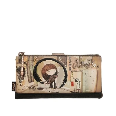 Image of Anekke Women&#039;s Large Flexible Wallet RFID Protection Leatherette with Zip Closure and Shoen Tab Accessories Measures 20x10x2cm, multicoloured, One size