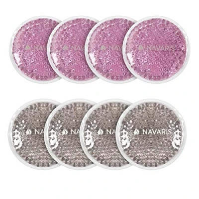 Image of Navaris Round Gel Ice Pack Set of 8 Small Soft Reusable Packs for Hot/Cold Use