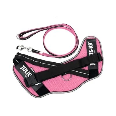 Image of IDC Powair Bundle Harness, Size: 2XL/3, Pink + Leash, 1,2 m with Handle and Large Carabiner,