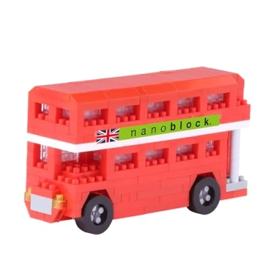 Image of nanoblock NAN NBH113 London Tour Bus Closed Top Toy, Multicolor