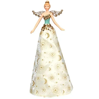 Image of Gisela Graham Celestial Cream &amp; Gold Tree Top Fairy 22 Centimetre