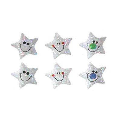Image of SuperStickers Solutions Sparkling Silver Star Stickers (Pack of 54), 25mm Stickers, DBS149