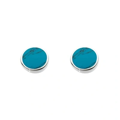 Image of Dew Sterling Silver and Synthetic Turquoise Round Stud Earrings