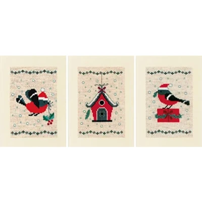 Image of Vervaco Christmas Cross Stitch, Bird and House (18 Count)