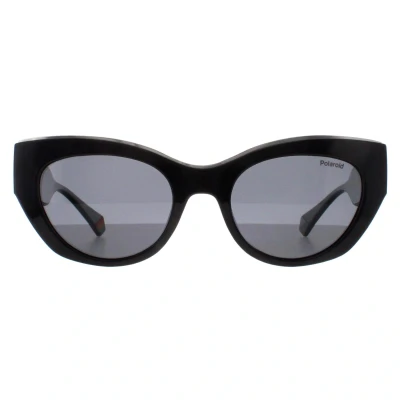 Image of Polaroid Woman PLD 6199/S/X 807/M9 Sunglasses Plastic Black Grey Cat Eye Polarized