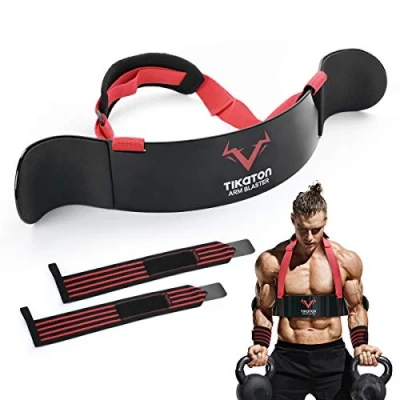 Image of Tikaton Arm Blaster with Wrist Wraps for Biceps &amp; Triceps, Adjustable Bicep Isolator Curl Big Arms Bodybuilding Weightlifting, Thick Aluminum Workout Equipment