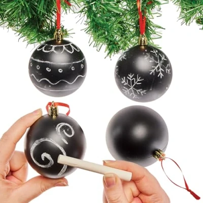 Image of Baker Ross FX732 Chalk Baubles box of 4, Design Your own Christmas and Tree Decorations