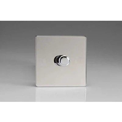 Image of Varilight 1 Gang 2 Way V Pro Push On/Off Rotary LED Dimmer x 0 120W Polished Chrome