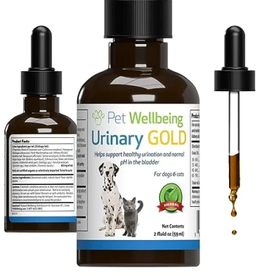 Image of Pet Wellbeing Urinary Gold for Cats Vet Formulated Feline Tract Health, Supports Normal pH Natural Herbal Supplement 2 oz (59 ml)