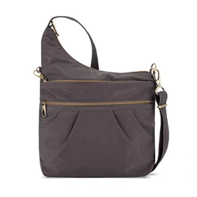 Image of Travelon Anti Theft Signature 3 Compartment Crossbody, Smoke, One Size