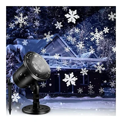 Image of Christmas Snowflake Projector Lights Outdoor, Waterproof Holiday LED Moving Snowfall Projector,Lights Indoor &amp; Outdoor Spotlights Decor Garden Tree Wall
