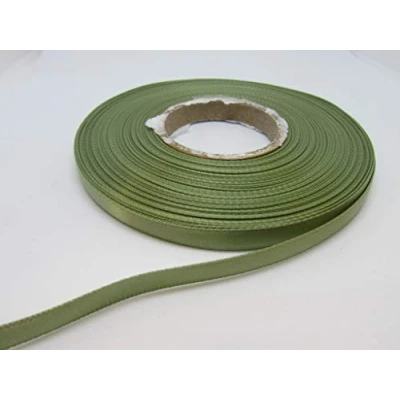Image of 1 roll of 7mm Satin Ribbon x 25 metres Moss Dusky Sage Green Double Sided 7 mm